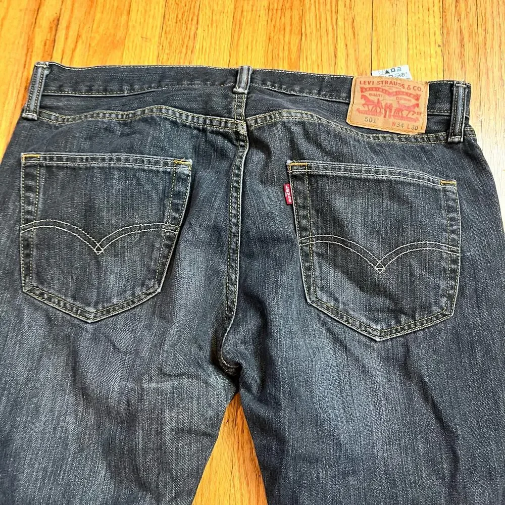 Levis 501 XX Jeans Men 34 x 30 Fadded Black Original Fit Straight Button Fly